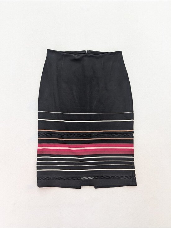 White House Black Market Dresses & Skirts - White House Black Market Women's Skirt Size 2 Black Stripe Stretch Knit Pencil